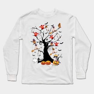 Cat Halloween Tree Pumpkin Gift Long Sleeve T-Shirt